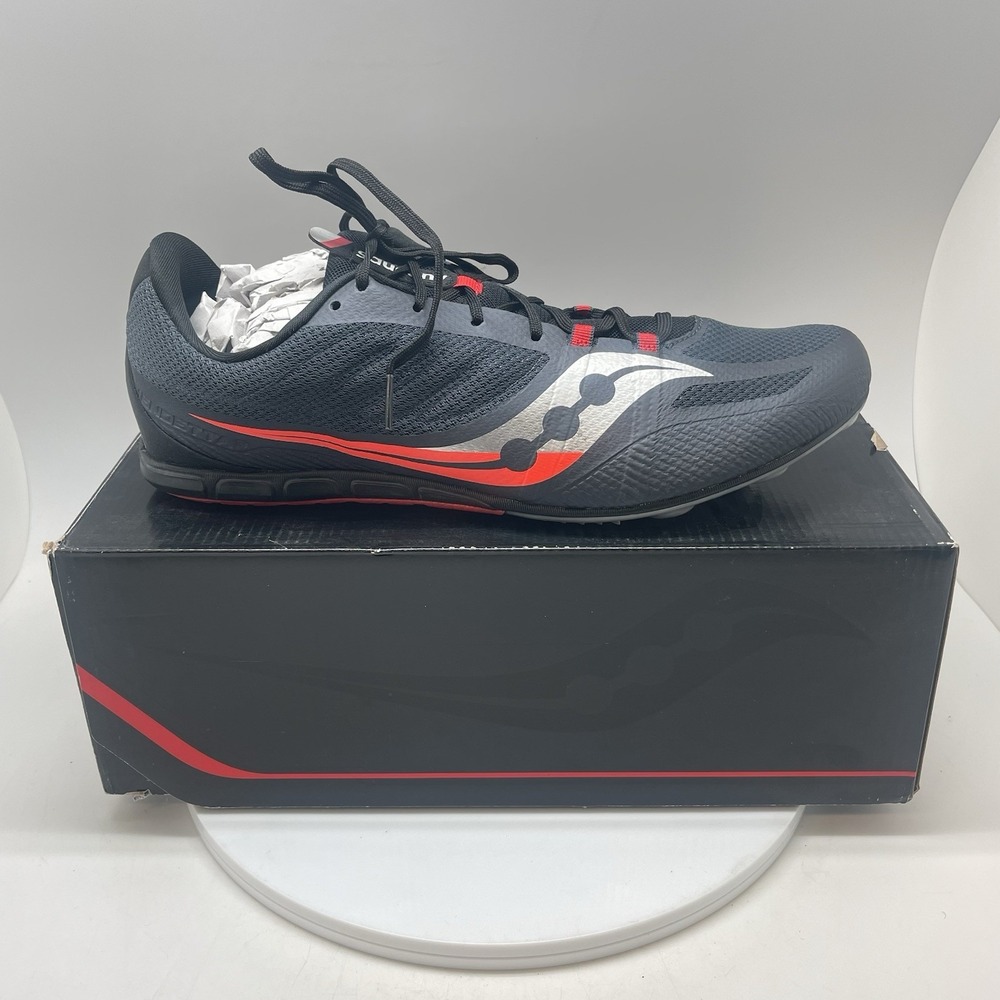 Saucony Spikes Mens 13 Vendetta 3 Sneakers Gray Lace Up Low Comfort S29073-1 New